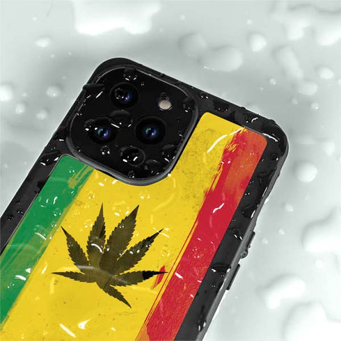 Marijuana Rasta Distressed iPhone 15 Pro Waterproof Case